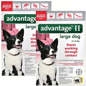 Advantage II for Dogs 21-55 lbs, Red, 12 Pack