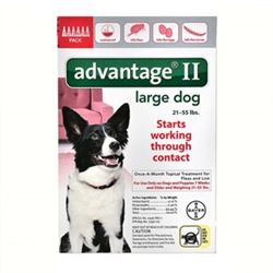Advantage II for Dogs 21-55 lbs, Red, 6 Pack