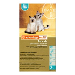 Advantage Multi For Cats and Kittens 2-5 lbs, Turquoise, 3 Pack