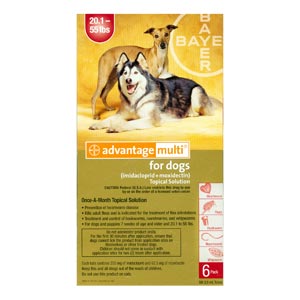 Advantage Multi For Dogs and Puppies 20-55 lbs, Red, 12 Pack