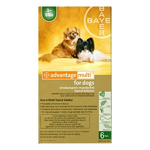 Advantage Multi For Dogs and Puppies 3-9 lbs, Green, 6 Pack