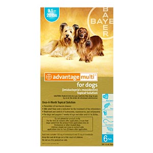 Advantage Multi For Dogs and Puppies 9-20 lbs, Teal, 12 Pack