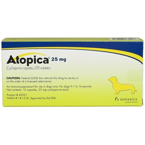 Atopica 25mg, Yellow, 15 Capsules