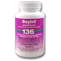 Baytril (enrofloxacin) 136 mg, 200 Taste Tablets