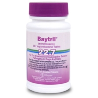 Baytril (enrofloxacin) 22.7mg, 100 Enteric Coated Tablets