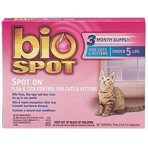 Bio Spot Spot On Flea & Tick Control for Cats and Kittens Under 5 lbs, 3 Pack