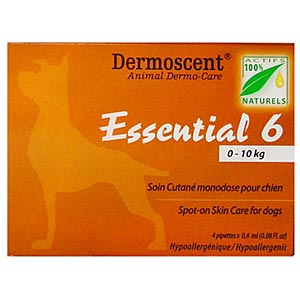 Dermoscent Essential 6 Spot-On Skin Care for Small Dogs 2-22 lbs (1-10 kg), 4 Tubes