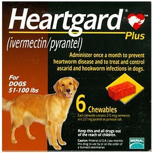 Heartgard Plus for Dogs, 51-100 lbs, Brown, 6 Chewables
