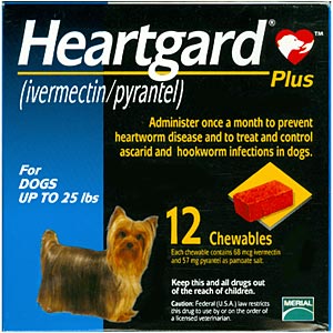 Heartgard Plus for Dogs, up to 25 lbs, Blue, 12 Chewables