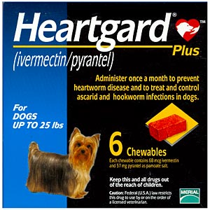Heartgard Plus for Dogs, up to 25 lbs, Blue, 6 Chewables