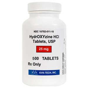 Hydroxyzine HCl 25 mg, 500 Tablets