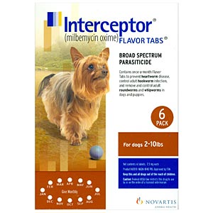 Interceptor for Dogs 2-10 lbs, Brown, 6 Pack