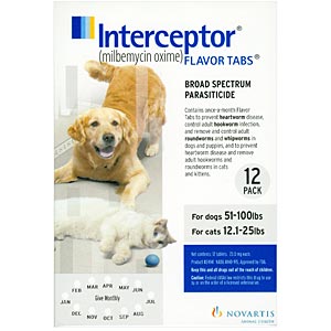 Interceptor for Dogs 51-100 lbs, White, 12 Pack