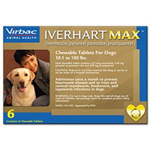 Iverhart Max for Dogs 51-100 lbs, Brown, 6 Pack