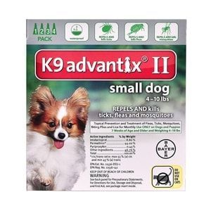 K9 Advantix II for Dogs up to 10 lbs, Green, 4 Pack