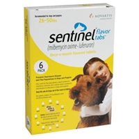 Sentinel for Dogs 26-50 lbs, Flavor Tabs, Yellow, 6 Pack