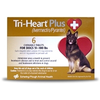 Tri-Heart Plus for Dogs 51-100 lbs, Brown 6 Pack