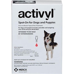 Activyl Spot-On for Dogs and Puppies, Over 22 lbs - 44 lbs 6 Month Supply Activyl, Spot-On, Dogs, Puppies, Over 22 lbs-44 lbs, 6 Month Supply