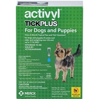 Activyl Tick Plus for Dogs and Puppies, Over 4 lbs - 11 lbs 6 Month Supply Activyl, Tick Plus, Dogs, Puppies, Over 4 lbs - 11 lbs, 6 Month Supply