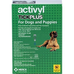 Activyl Tick Plus for Dogs and Puppies, Over 88 lbs - 132 lbs 6 Month Supply Activyl, Tick Plus, Dogs, Puppies, Over 88 lbs-132 lbs, 6 Month Supply
