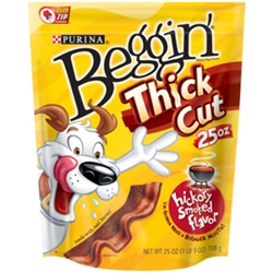 Beggin Strips Thick Cut Hickory Smoked Flavor, 25 oz - 4 Pack