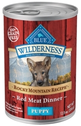 Blue Buffalo BLUE Wilderness Wet Dog Food Rocky Mountain Puppy Recipe, Red Meat, 12.5 oz, 12 Pack