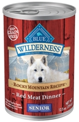 Blue Buffalo BLUE Wilderness Wet Dog Food Rocky Mountain Senior Recipe, Red Meat, 12.5 oz, 12 Pack