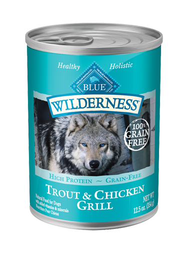 Blue Buffalo BLUE Wilderness Wet Dog Food, Trout & Chicken Grill, 12.5 oz, 12 Pack