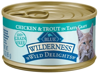 Blue Buffalo BLUE Wilderness Wild Delights Wet Cat Food, Chicken & Trout, 3 oz, 24 Pack
