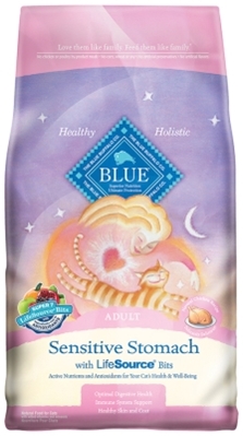 Blue Buffalo Dry Cat Food Sensitive Stomach Adult Recipe, Chicken & Rice, 7 lbs