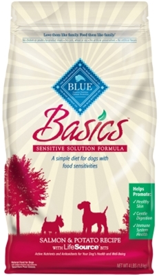 Blue Buffalo Dry Dog Food Basics Adult Recipe, Salmon & Potato, 4 lbs