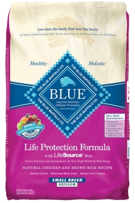 Blue Buffalo Dry Dog Food Life Protection Formula Small Breed Senior Recipe, Chicken & Rice, 15 lbs