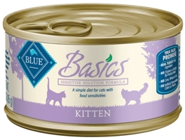 Blue Buffalo Wet Cat Food Basics Kitten Recipe, Turkey & Potato, 3 oz, 24 Pack