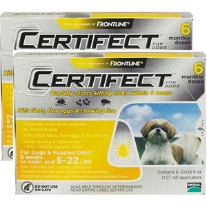 Certifect for Dogs 5-22 lbs, 12 Month (Yellow)