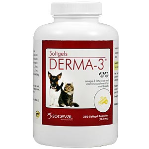 Derma-3 Softgels for Cats and Small Dogs, 250 Capsules