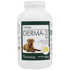 Derma-3 Softgels for Large Dogs, 250 Capsules