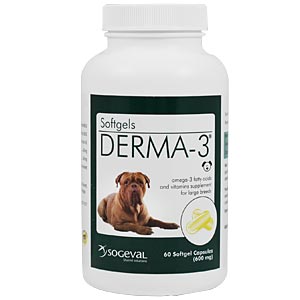 Derma-3 Softgels for Large Dogs, 60 Capsules