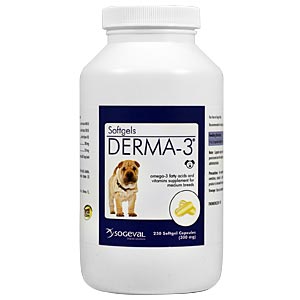 Derma-3 Softgels for Medium Dogs, 250 Capsules