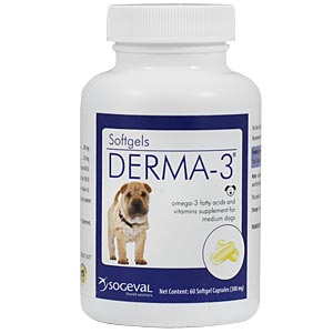 Derma-3 Softgels for Medium Dogs, 60 Capsules