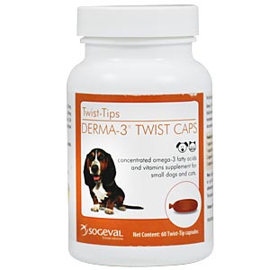 Derma-3 Twist Caps for Small Dogs and Cats, 60 Capsules