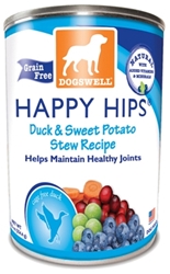 Dogswell Happy Hips Grain-Free Canned Dog Food, Duck & Sweet Potato Stew, 12.5 oz, 12 Pack