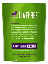 Dogswell LiveFree Grain-Free Dry Dog Food, Adult Turkey Recipe, 12 lbs