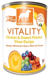 Dogswell Vitality Grain-Free Canned Dog Food, Chicken & Sweet Potato Stew Recipe, 12.5 oz, 12 Pack