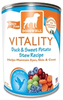 Dogswell Vitality Grain-Free Canned Dog Food, Duck & Sweet Potato Stew Recipe, 12.5 oz, 12 Pack