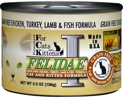 Felidae Grain-Free Cat and Kitten Canned Food, Chicken Turkey Lamb &amp; Fish, 5.5 oz, 12 Pack