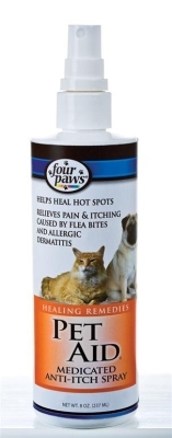 Four Paws Pet Aid Medicated Anti-Itch Spray for Dogs &amp; Cats, 8 oz