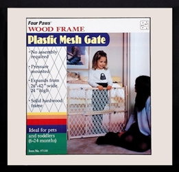 Four Paws Wood Frame Plastic Mesh Gate, 26 in X 44 in