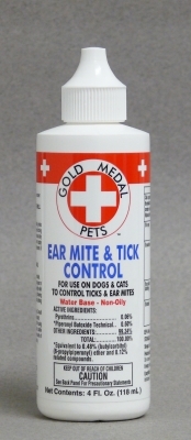 Gold Medal Pets Ear Mite &amp; Tick Control Ear Drops for Dogs &amp; Cats, 4 oz