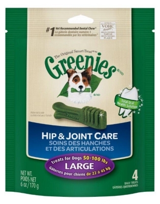 Greenies Hip &amp; Joint Care Treat Pack for Large Dogs, 6 oz, 4 ct