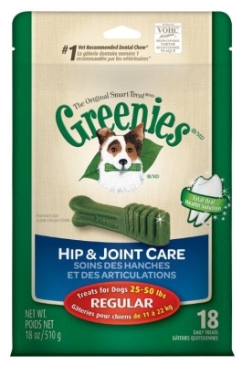 Greenies Hip &amp; Joint Care Treat Pack for Regular Dogs, 18 oz, 18 ct